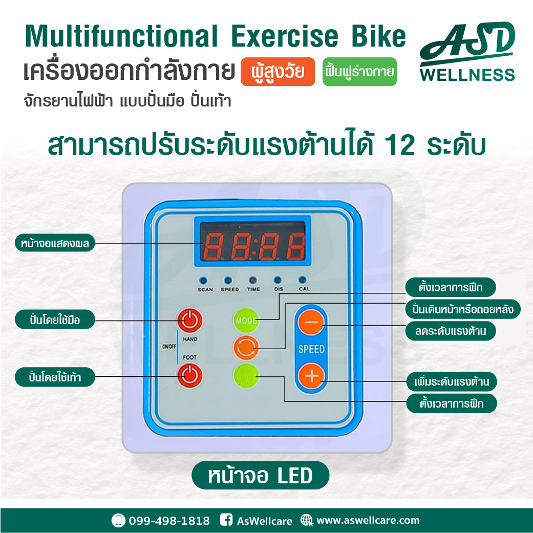 จักรยานกายภาพบำบัด แบบไฟฟ้า/ไม่ใช้ไฟฟ้า แบบปั่นมือ/ปั่นเท้า Multifunctional Exercise Bike