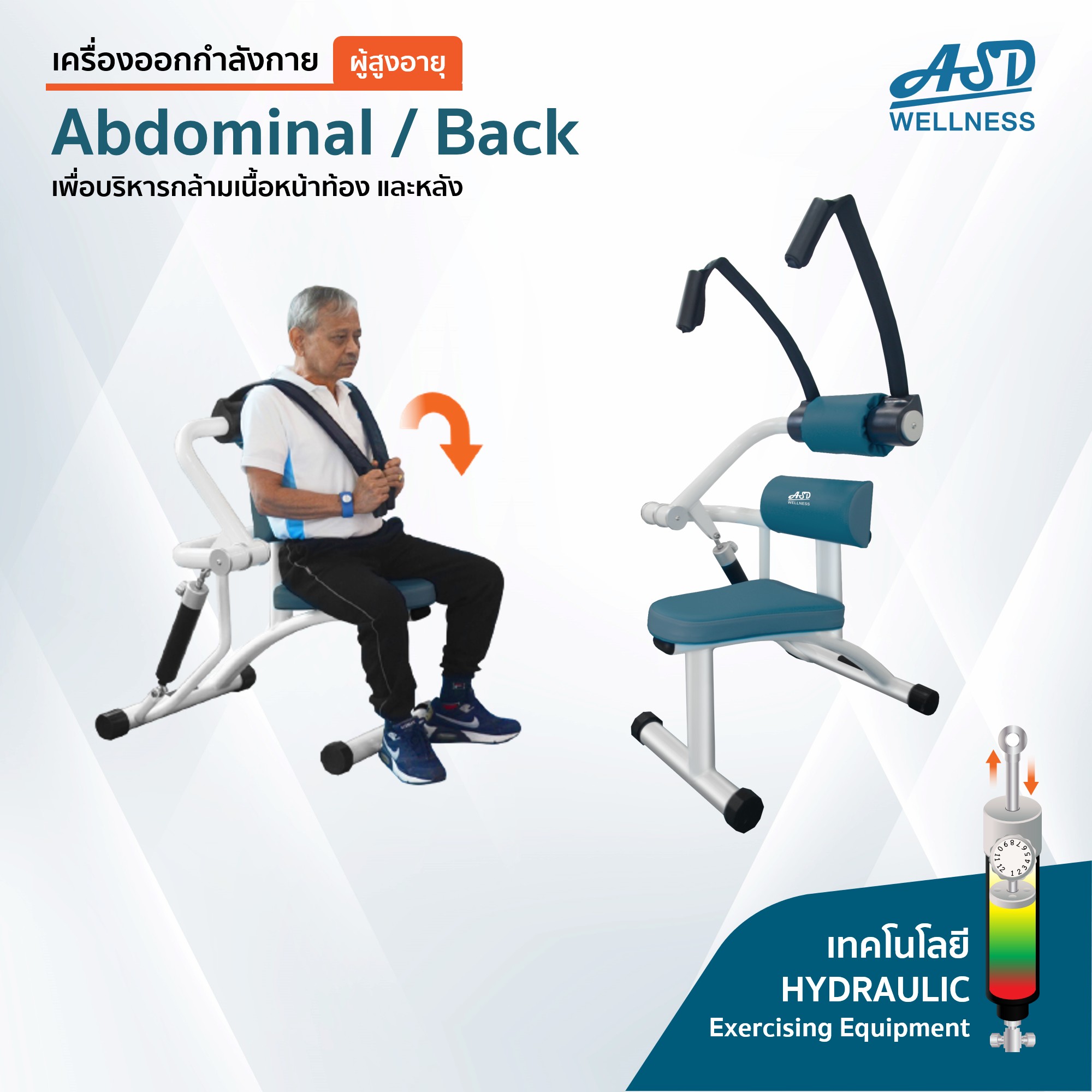 สำหรับผู้สูงอายุ เพื่อบริหารกล้ามเนื้อหน้าท้อง และหลัง Abdominal / Back
