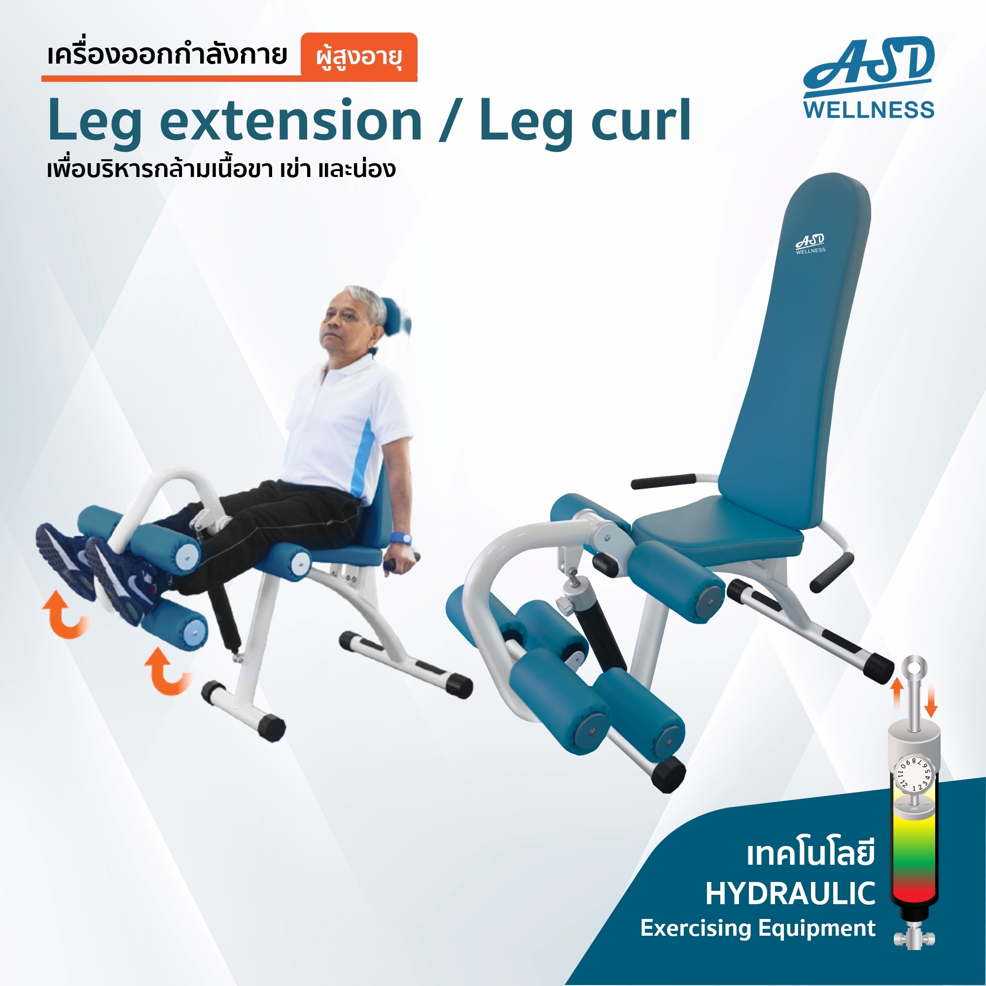 เครื่องออกกำลังกาย สำหรับผู้สูงอายุ เพื่อบริหารกล้ามเนื้อขา เข่า และน่อง Leg extension / Leg curl