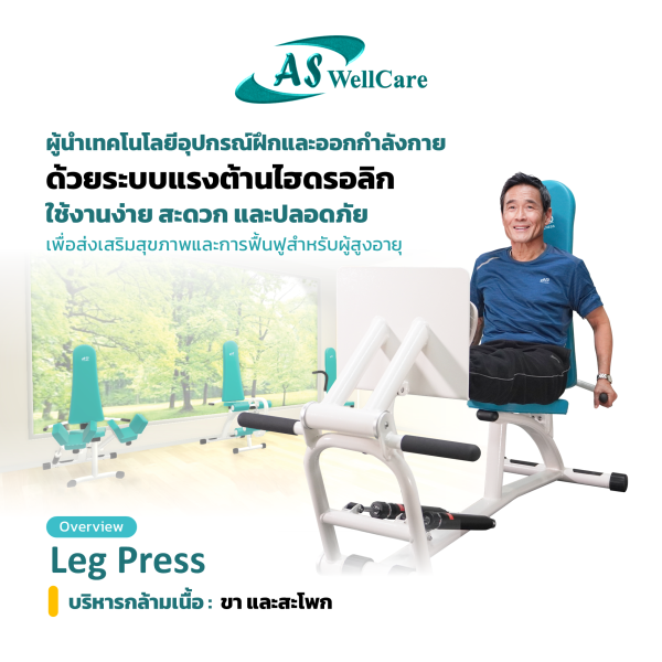 เครื่องฝึกและออกกำลังกาย สำหรับผู้สูงอายุ เพื่อบริหารกล้ามเนื้อขา และสะโพก Leg Press