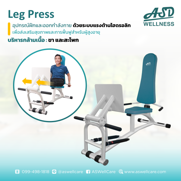 เครื่องฝึกและออกกำลังกาย สำหรับผู้สูงอายุ เพื่อบริหารกล้ามเนื้อขา และสะโพก Leg Press