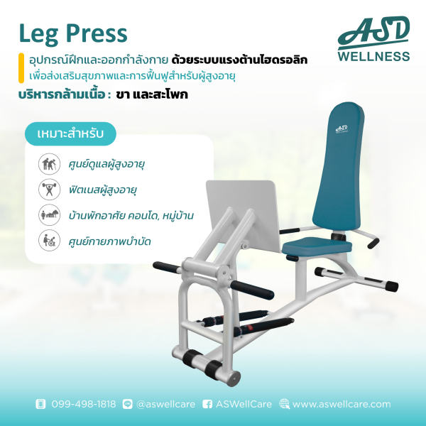เครื่องฝึกและออกกำลังกาย สำหรับผู้สูงอายุ เพื่อบริหารกล้ามเนื้อขา และสะโพก Leg Press