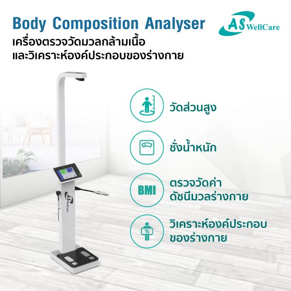 เครื่องตรวจวัดมวลกล้ามเนื้อ วัดส่วนสูง และวิเคราะห์องค์ประกอบของร่างกาย Body Composition Analyzer IN-F500