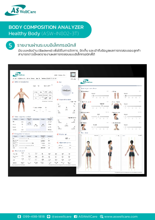เครื่องตรวจวัดและวิเคราะห์ส่วนประกอบของร่างกาย Body Composition Analyzer ASW-IN802-3T
